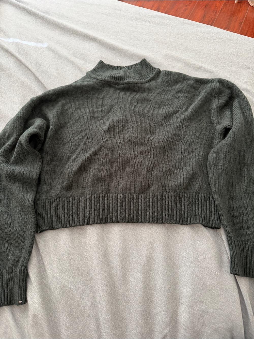 Olive Green Mock Neck Women’s Sweater